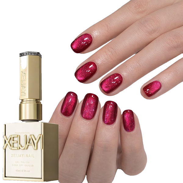 Red Cat Eye Gel Nail Polish Magnetic Glitter Soak Off UV LED