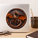 4" Steampunk Dragon Sticker Decal - Gear Clockwork Wood Design Fantasy Vinyl