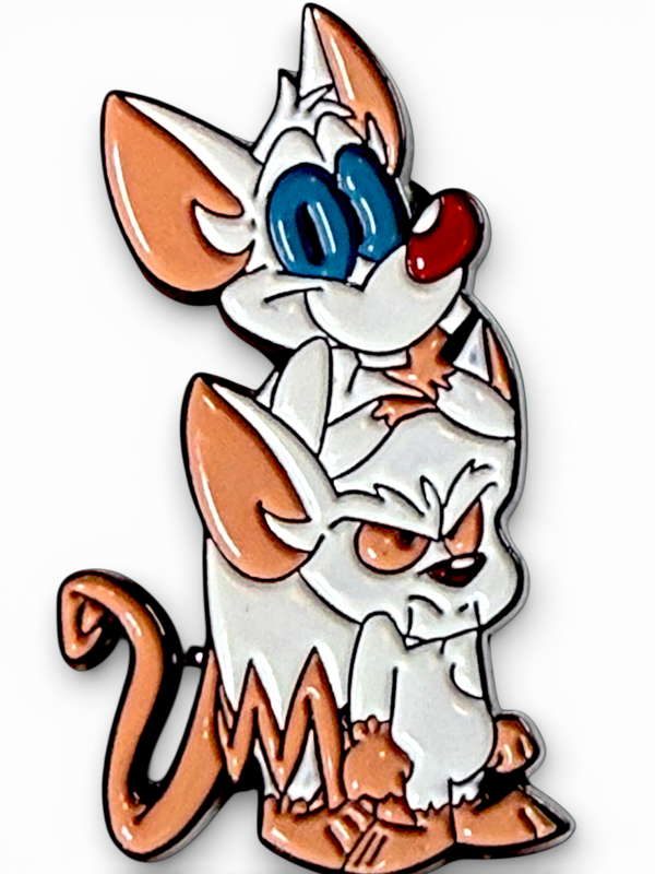 Pinky & Brain Inspired Enamel Pin Cartoon Lab Mice Brooch Backpack Hat Jacket