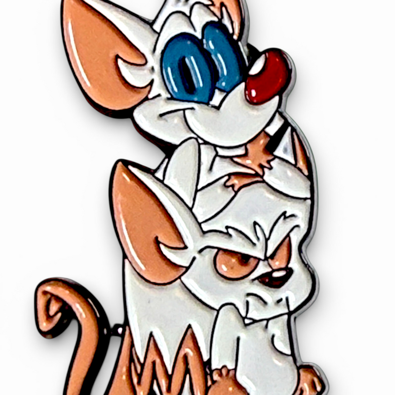 Pinky & Brain Inspired Enamel Pin Cartoon Lab Mice Brooch Backpack Hat Jacket