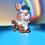 Pinky & Brain Inspired Enamel Pin Cartoon Lab Mice Brooch Backpack Hat Jacket