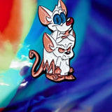 Pinky & Brain Inspired Enamel Pin Cartoon Lab Mice Brooch Backpack Hat Jacket