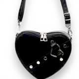 Punk Heart Crossbody Bag Women's Gothic Faux Leather Purse with Studs