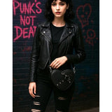 Punk Heart Crossbody Bag Women's Gothic Faux Leather Purse with Studs