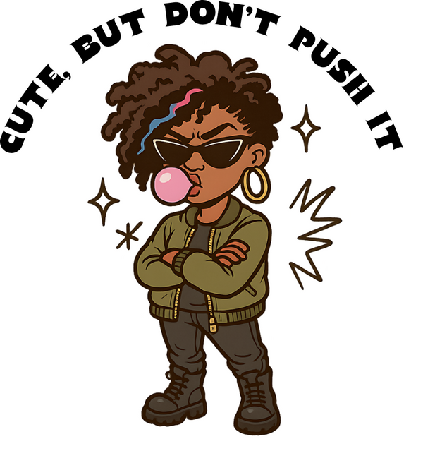 Cute, But Don’t Push It Urban Attitude Girl Sticker 4" BOPP Waterproof