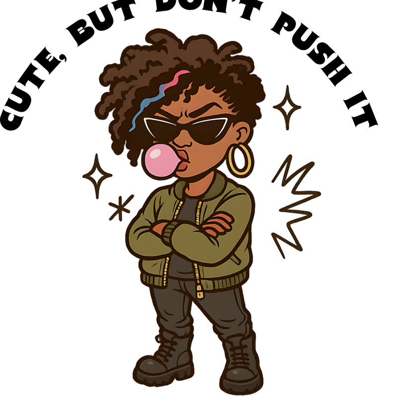 Cute, But Don’t Push It Urban Attitude Girl Sticker 4" BOPP Waterproof