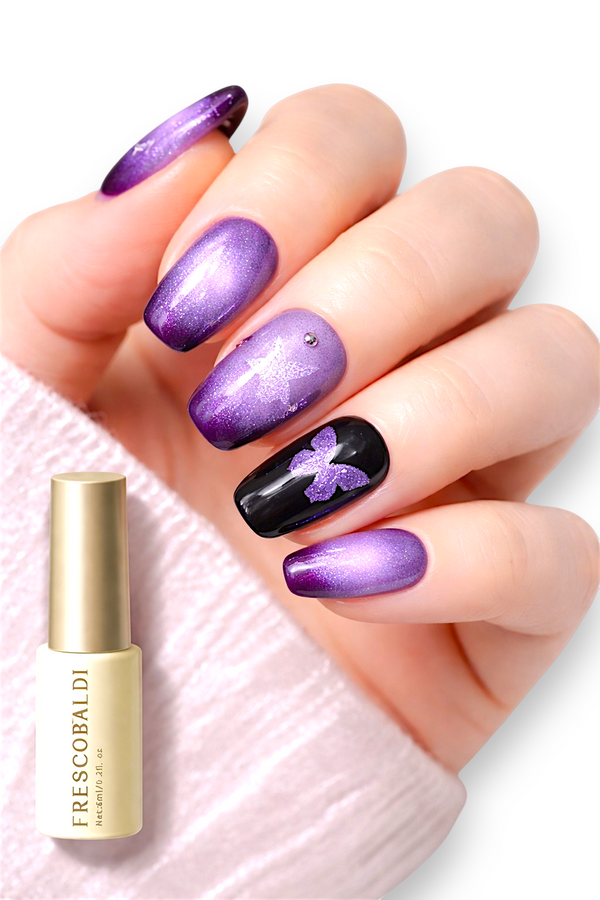 Cat Eye Gel Polish Violet Purple Glitter Magnetic UV LED Soak Off Frescobaldi