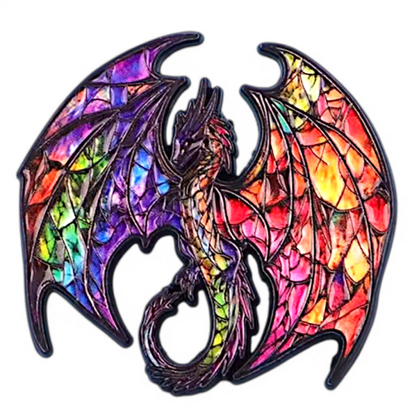 Colorful Dragon Enamel Pin Stained Glass Gothic Punk Brooch for Jackets Bags