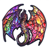 Colorful Dragon Enamel Pin Stained Glass Gothic Punk Brooch for Jackets Bags