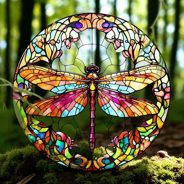 Dragonfly Suncatcher 8" Acrylic Window Hanging Decor 2D Flat Stained Glass Art