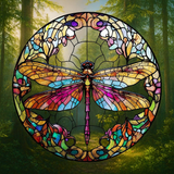 Dragonfly Suncatcher 8" Acrylic Window Hanging Decor 2D Flat Stained Glass Art