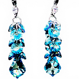 Blue Crystal Dangle Earrings 2.5in | Faceted Bead Cluster Hook Earrings