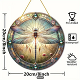 Dragonfly Suncatcher Faux Stained Glass Window Hanging 8" Decor Gift