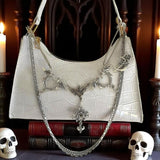 Gothic Skull Chain Shoulder Bag White Punk Crossbody Purse Y2K Alt