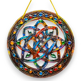 Celtic Knot Suncatcher 8 Inch Faux Stained Glass Window Hanging Boho Decor