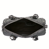 Gothic Skull Barrel Purse and Wallet Set Studded Black Punk Crossbody Bag