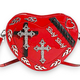 Red Gothic Heart Crossbody Bag Bad Baby Punk Studded Y2K Alt Purse Emo