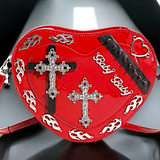 Red Gothic Heart Crossbody Bag Bad Baby Punk Studded Y2K Alt Purse Emo