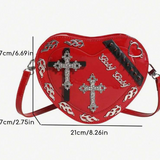 Red Gothic Heart Crossbody Bag Bad Baby Punk Studded Y2K Alt Purse Emo
