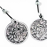 Sterling Silver Rose Earrings Floral Dangle Round Boho Jewelry Gift