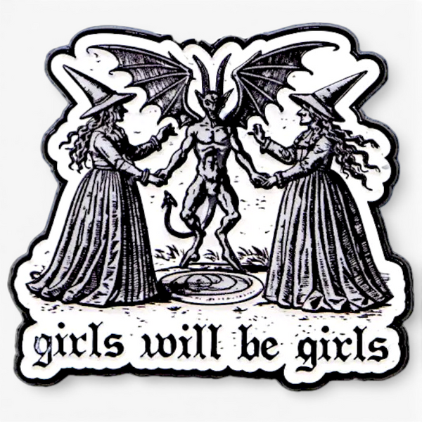 Gothic Witch Devil Ritual Enamel Pin Girls Will Be Girls Occult Brooch Jacket