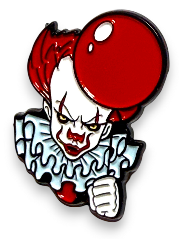 Pennywise IT Horror Clown Enamel Pin • Red Balloon Scary Collectible Badge