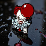 Pennywise IT Horror Clown Enamel Pin • Red Balloon Scary Collectible Badge