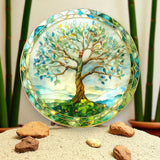 Tree of Life Suncatcher 8” Faux Stained Glass Window Hanging Spiritual Decor