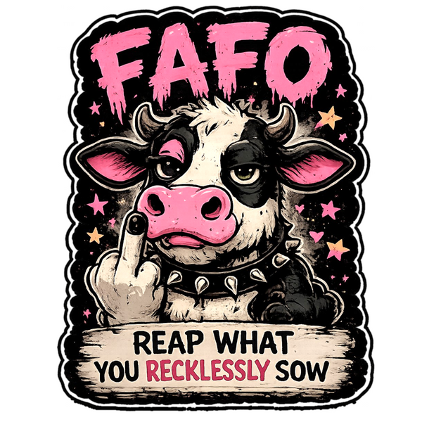Funny Cow FAFO Sticker 4" Waterproof BOPP Vinyl Car Laptop Decal