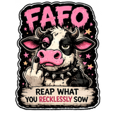 Funny Cow FAFO Sticker 4" Waterproof BOPP Vinyl Car Laptop Decal