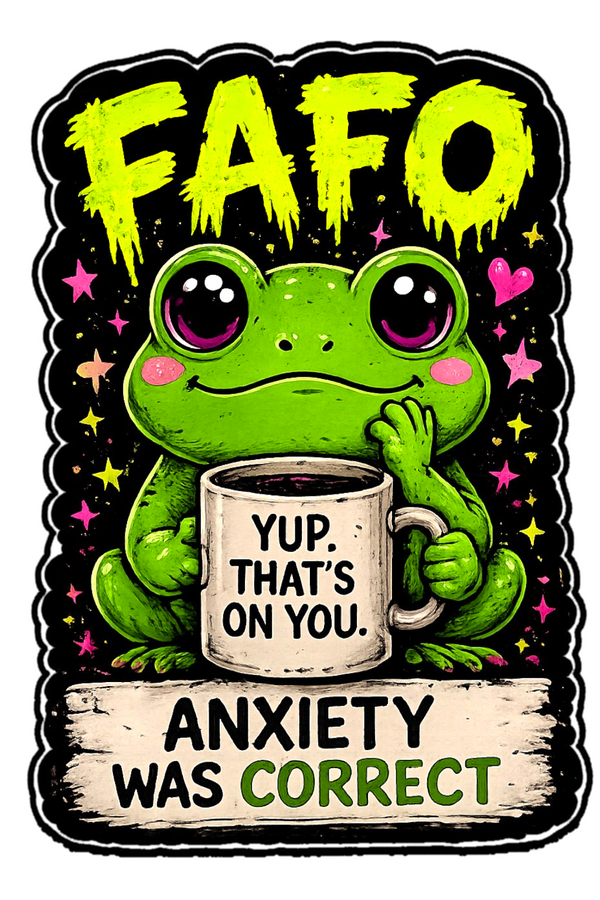 FAFO Anxiety Was Correct Frog Sticker 4" BOPP Waterproof Vinyl Decal