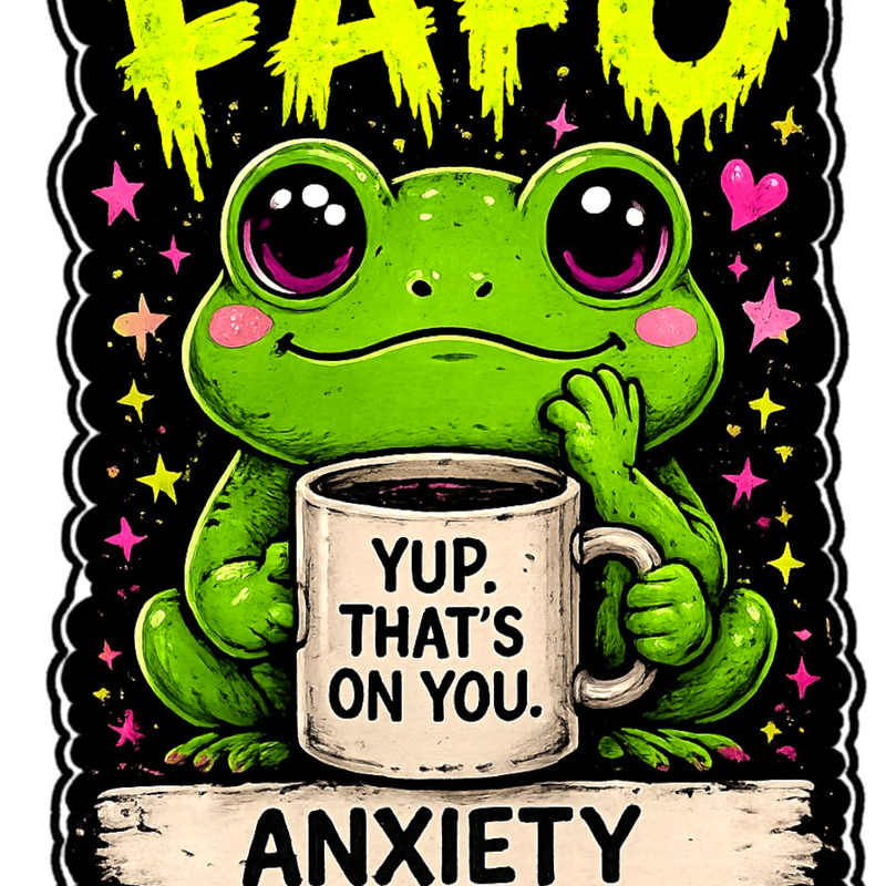 FAFO Anxiety Was Correct Frog Sticker 4" BOPP Waterproof Vinyl Decal