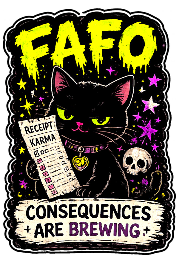FAFO Black Cat Sticker Consequences Are Brewing 4” Waterproof Decal