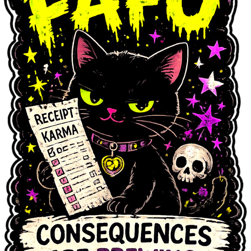 FAFO Black Cat Sticker Consequences Are Brewing 4” Waterproof Decal