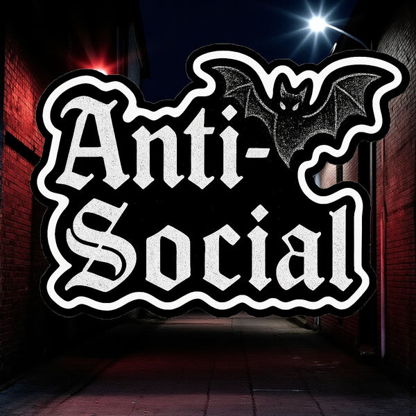 Anti-Social Bat Sticker - 4" BOPP Goth Grunge Alt Introvert Decal