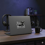 Anti-Social Bat Sticker - 4" BOPP Goth Grunge Alt Introvert Decal