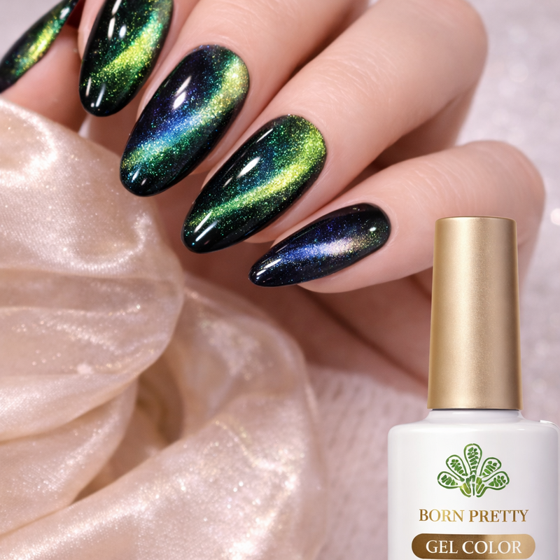Cat Eye Gel Polish Black Green Blue Aurora Magnetic UV LED Born Pretty MY29
