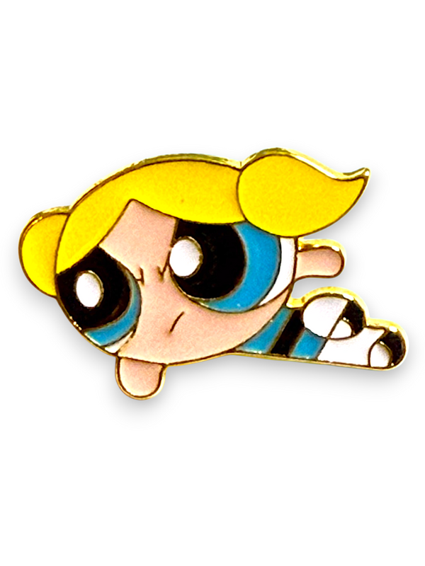Bubbles Power Puff Girl Enamel Pin 2x1 in Cute Kawaii Collectible Gift