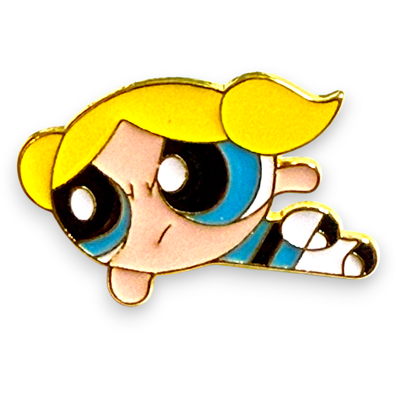 Bubbles Power Puff Girl Enamel Pin 2x1 in Cute Kawaii Collectible Gift
