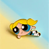Bubbles Power Puff Girl Enamel Pin 2x1 in Cute Kawaii Collectible Gift