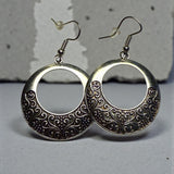 Silver Filigree Hoop Earrings Boho Vintage Dangle Round Statement Jewelry
