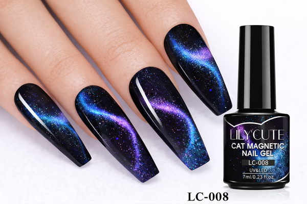 Lilycute LC-008 Galaxy Cat Eye Magnetic Gel Nail Polish 7ml Blue Purple Space