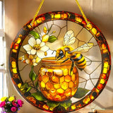8" Sunflower Mason Jar Faux Stained Glass Suncatcher Floral Window Decor