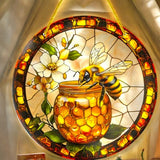 8" Sunflower Mason Jar Faux Stained Glass Suncatcher Floral Window Decor