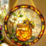 8" Sunflower Mason Jar Faux Stained Glass Suncatcher Floral Window Decor