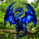 Majestic Blue Dragon Suncatcher Art