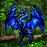 Majestic Blue Dragon Suncatcher Art