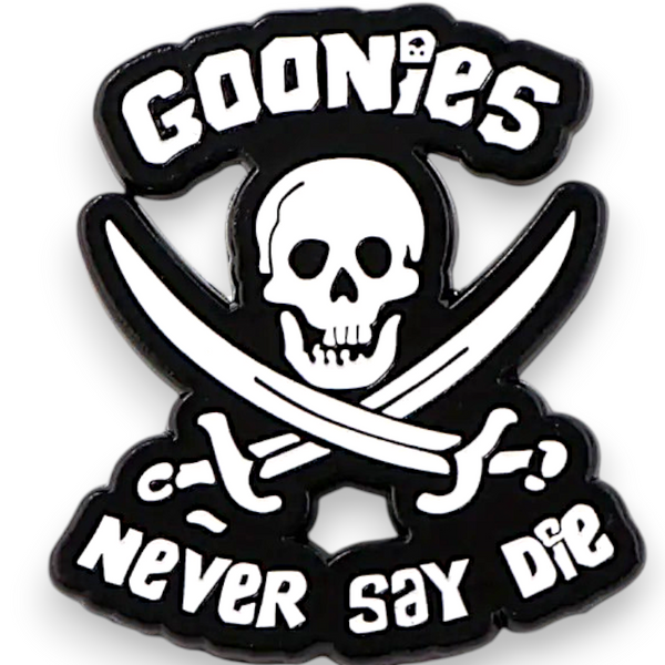 Goonies Never Say Die Enamel Pin Pirate Skull Retro Movie Badge