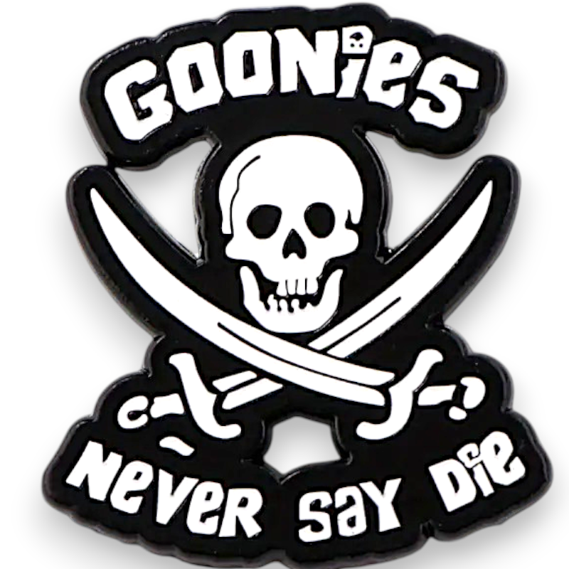 Goonies Never Say Die Enamel Pin Pirate Skull Retro Movie Badge