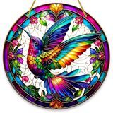 Hummingbird Suncatcher 8" Faux Stained Glass Window Hanging Decor Gift